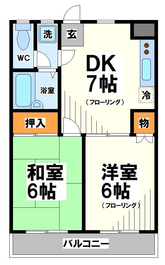 グリーンシャトーIII(2DK/2階)の間取り写真