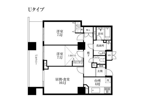 A.CITYタワーズウエスト(2LDK/1階)の間取り写真