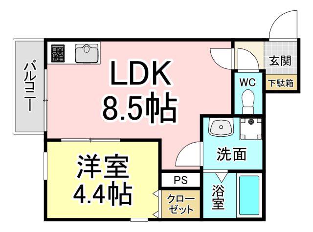 KPLUSI(1LDK/3階)の間取り写真