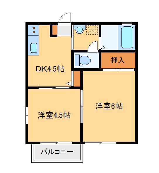プランタンA(2DK/1階)の間取り写真