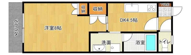 カサローゼ浜乃木 PARTII(1DK/4階)の間取り写真
