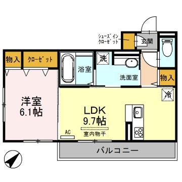 レヴァージュ(1LDK/1階)の間取り写真