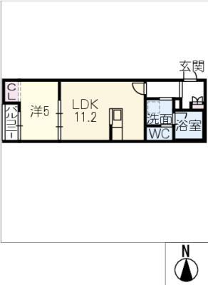 ラ・メゾン船町(1LDK/2階)の間取り写真