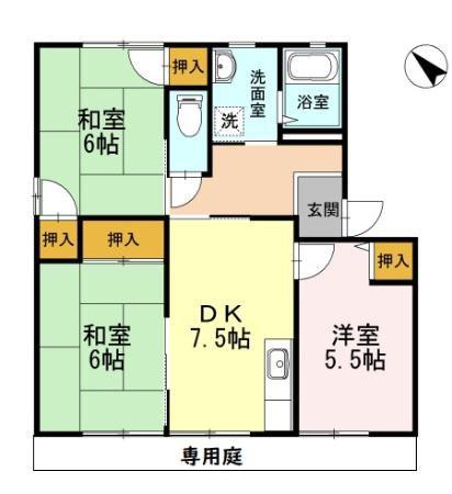 ディアス池田F(3DK/1階)の間取り写真