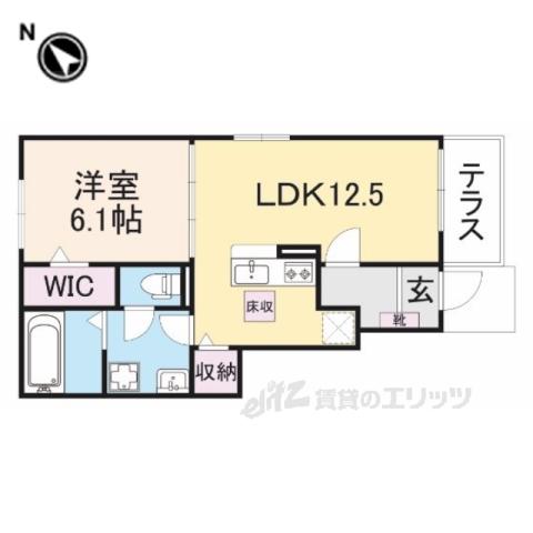 ネオ・ブローテ 五條Ⅱ(1LDK/1階)の間取り写真