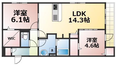 D-ROOMフォレスタ林寺(2LDK/3階)の間取り写真