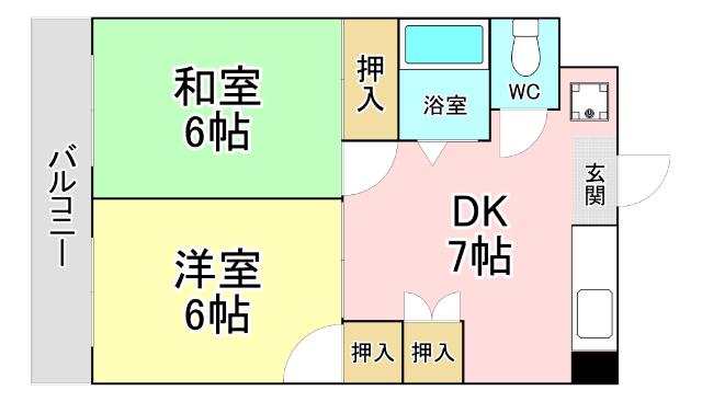 コーポ大興(2DK/1階)の間取り写真