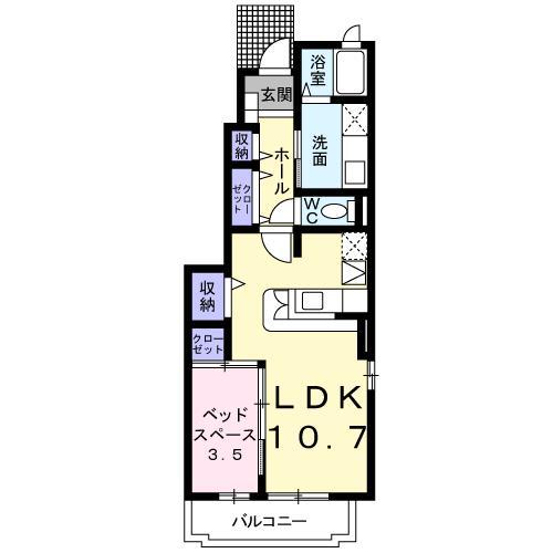 ブランドール樹(1LDK/1階)の間取り写真