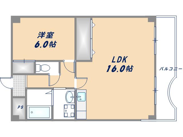 GRAND STEADY八戸ノ里(1LDK/4階)の間取り写真