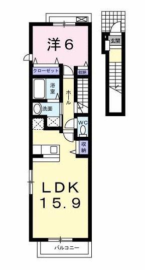 プリティ(1LDK/2階)の間取り写真