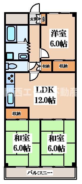 新池島ハイツ(3LDK/2階)の間取り写真