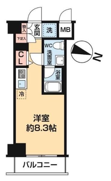 クラリッサ大倉山(ワンルーム/2階)の間取り写真