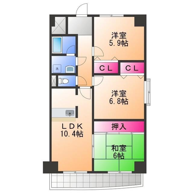 ホルティー上野芝(3LDK/3階)の間取り写真