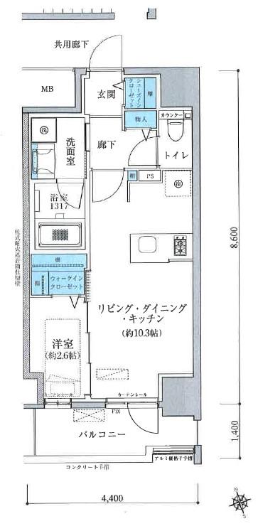 TENAS今池(1LDK/3階)の間取り写真