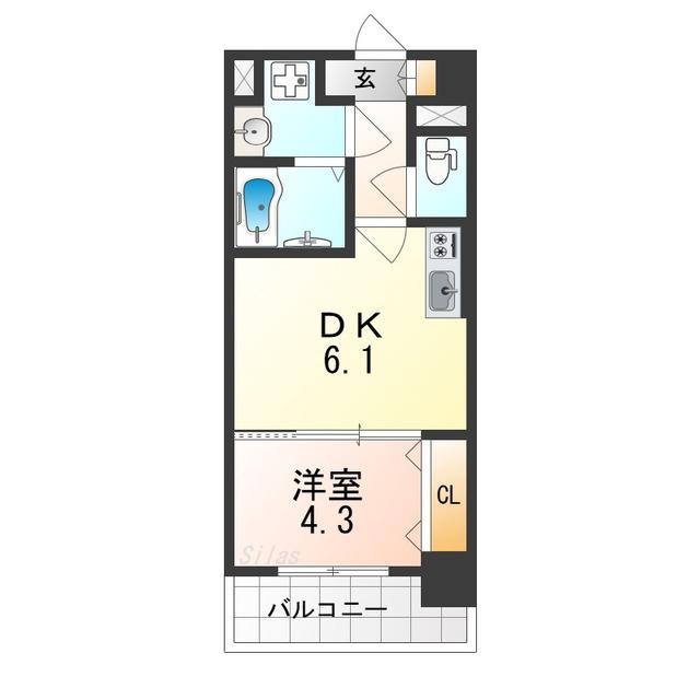 メイクス天王寺南(1DK/3階)の間取り写真