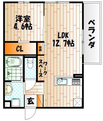 D-ROOM KASUMI(1LDK/1階)の間取り写真