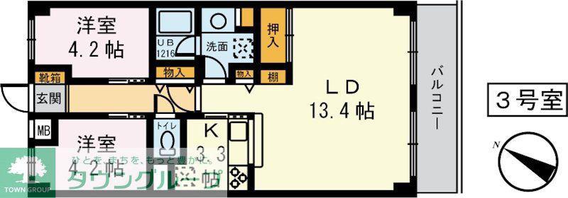 ライオンズマンションつきみ野の森第2(2LDK/3階)の間取り写真