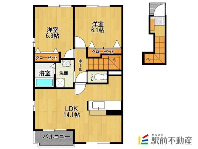 フラン・プロムナ-ドB(2LDK/2階)の間取り写真