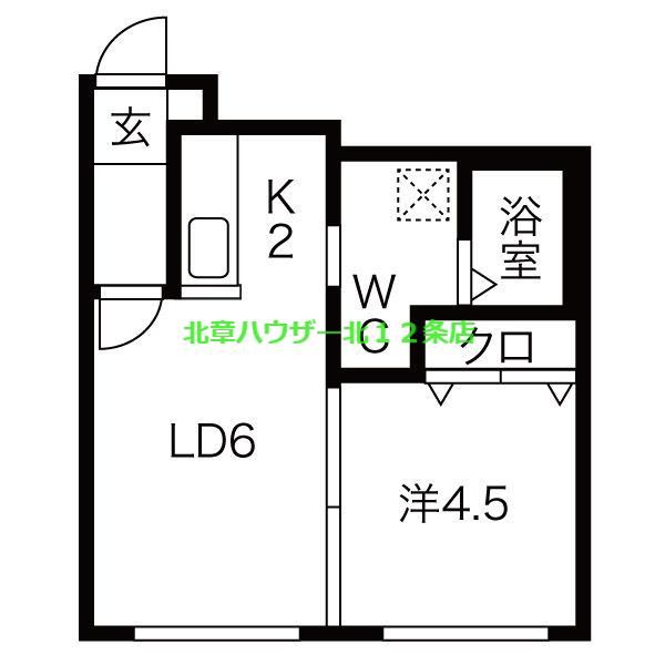 ブランノワールNORD(1LDK/2階)の間取り写真