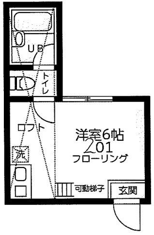 ユナイト天王町コニーホーキンス(ワンルーム/2階)の間取り写真