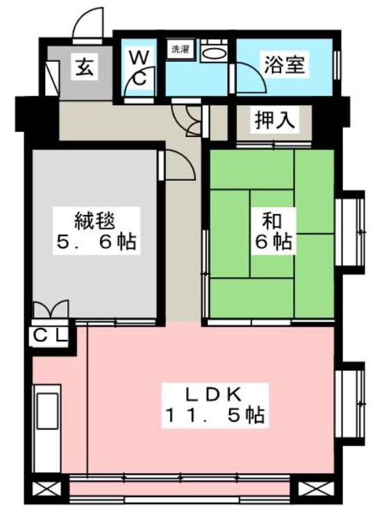 フジタ第六箱根山マンション(2LDK/4階)の間取り写真