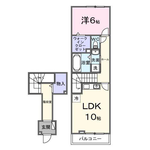 アッシャー(1LDK/2階)の間取り写真