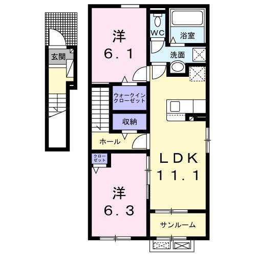 LUXOR G I(2LDK/2階)の間取り写真