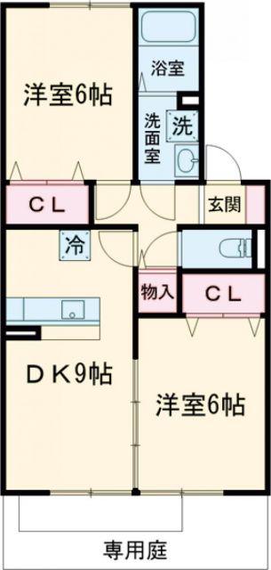 ウィステリア(2DK/1階)の間取り写真