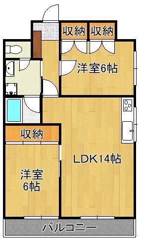ギャラン瀬板(2LDK/5階)の間取り写真