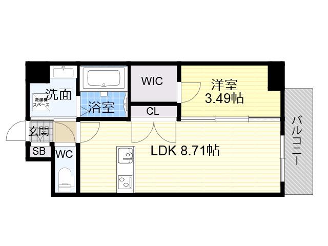 サムティ京橋CLEAR(1LDK/9階)の間取り写真