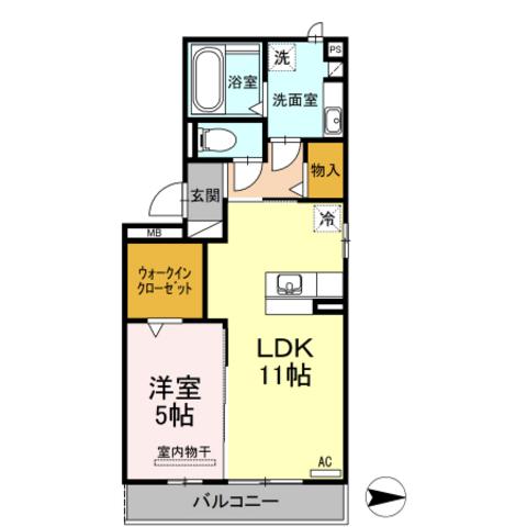 リバーパーク舞鶴(1LDK/3階)の間取り写真