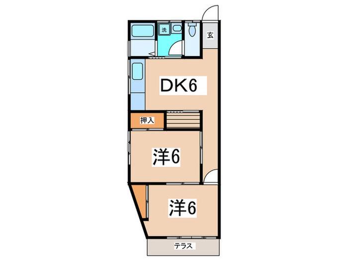 メゾン桜山(2DK/1階)の間取り写真