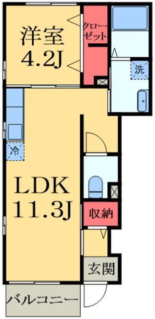 モンターニュ(1LDK/1階)の間取り写真