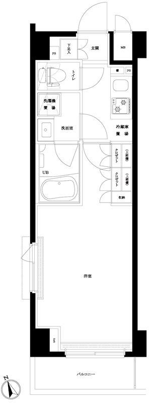 ルーブル川崎中丸子弐番館(1K/4階)の間取り写真