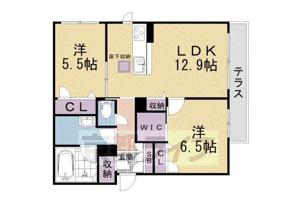下鴨グリーンボロウ(2LDK/1階)の間取り写真