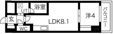 レオンコンフォート大手通(1LDK/9階)の間取り写真