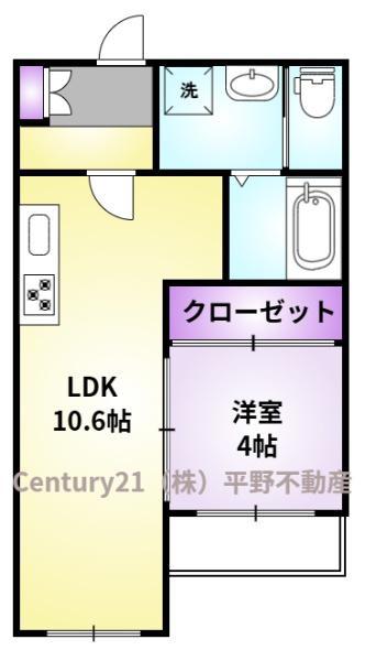 江戸屋敷アパートA棟(1LDK/1階)の間取り写真