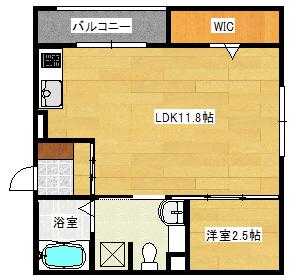 ヴィラージュ A棟(1LDK/2階)の間取り写真