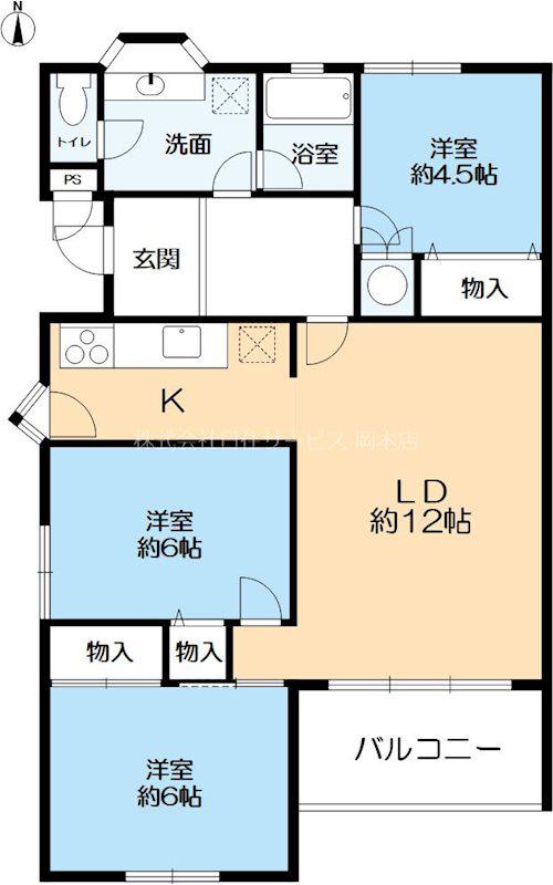 ハイライフ本山(3LDK/2階)の間取り写真