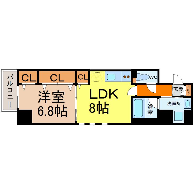 ディアコート白川(1LDK/5階)の間取り写真