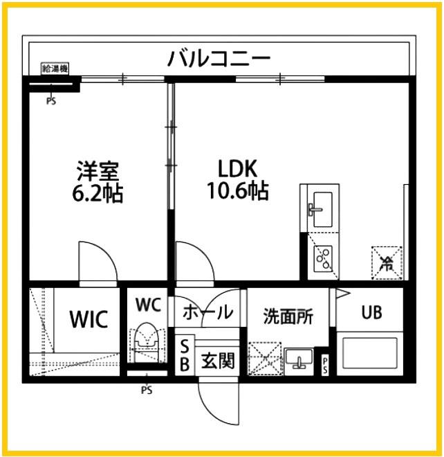 三ツ池BASE(1LDK/2階)の間取り写真