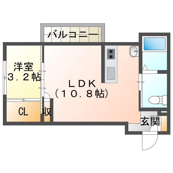 ルミエール(1LDK/1階)の間取り写真