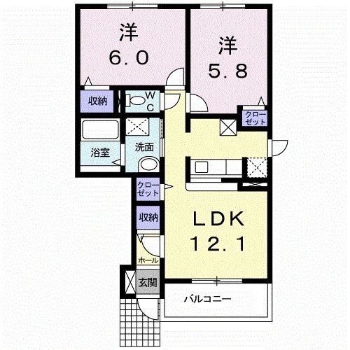 RERA I(2LDK/1階)の間取り写真