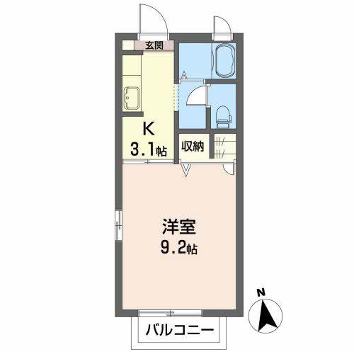 プランドール(1K/2階)の間取り写真