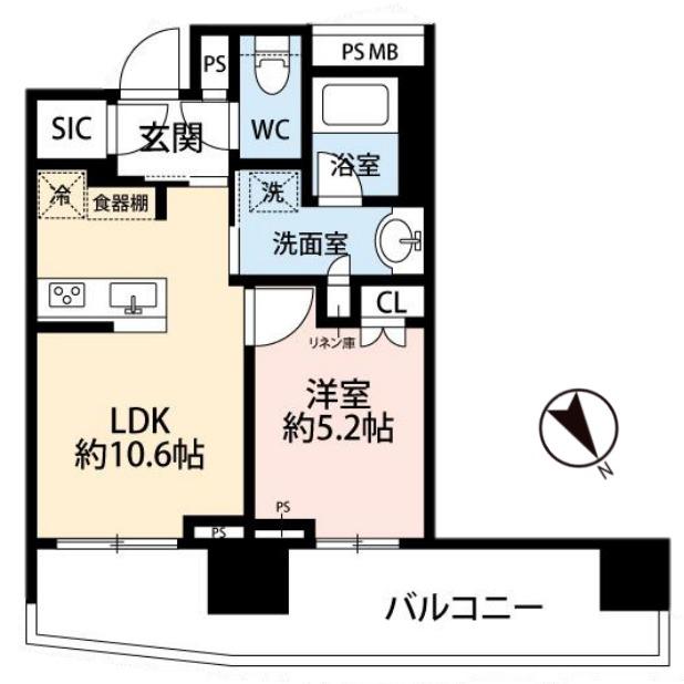 パークコート赤坂檜町ザ タワー(1LDK/8階)の間取り写真