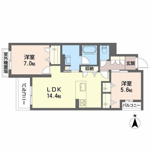 シャーメゾン 香芝 ワイケイ(2LDK/3階)の間取り写真