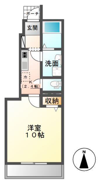 CASTOR(1K/1階)の間取り写真