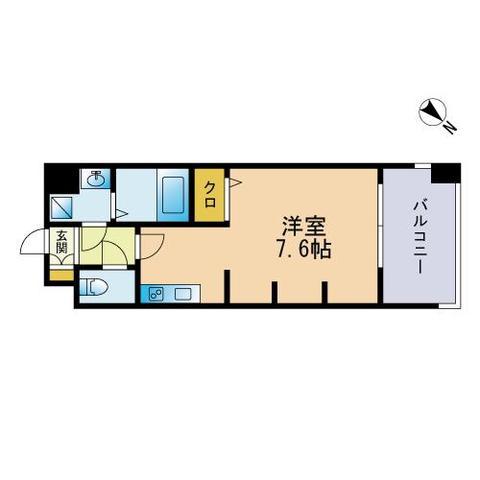 エスティメゾン薬院(ワンルーム/8階)の間取り写真