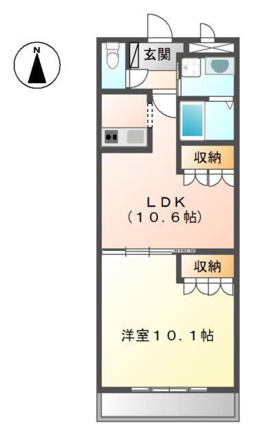 エバークレスト(1LDK/2階)の間取り写真
