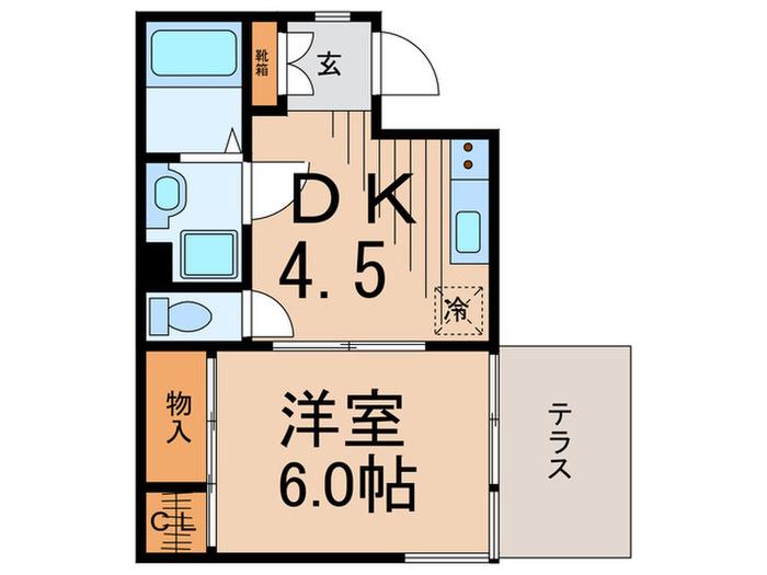東部不動産第2マンション(1DK/1階)の間取り写真